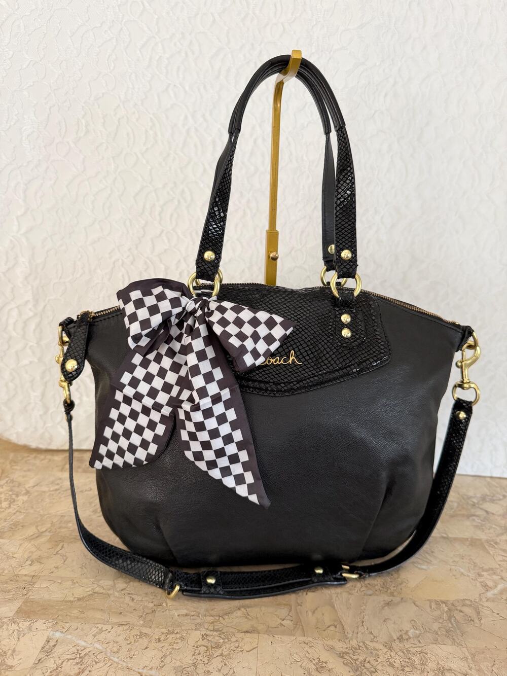 Coach Ashley black leather satchel shoulder bag